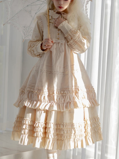 French Beige Frill Lolita Dress WIT0112