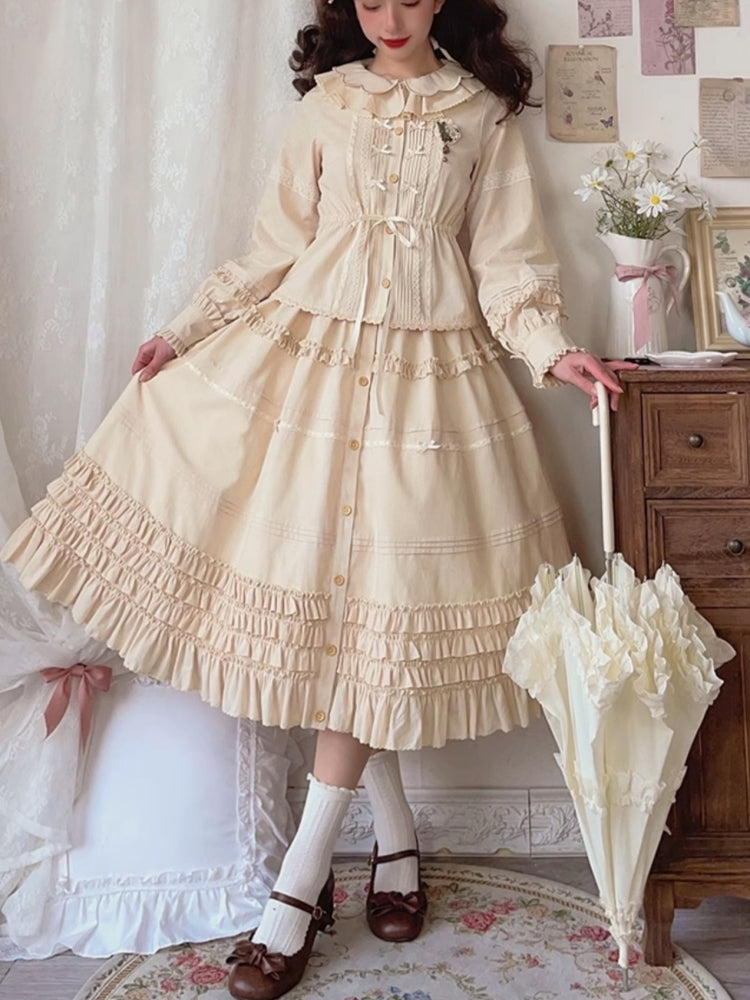 French Beige Frill Lolita Dress WIT0112