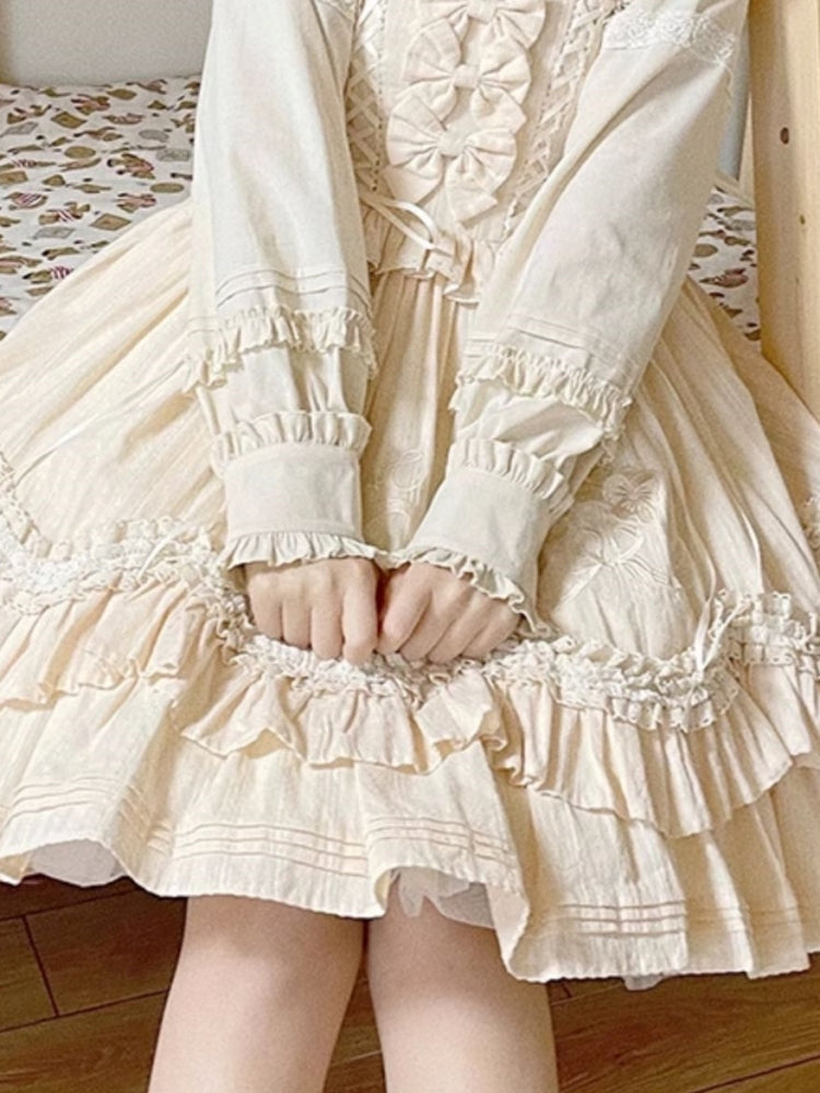 French Beige Frill Lolita Dress WIT0112