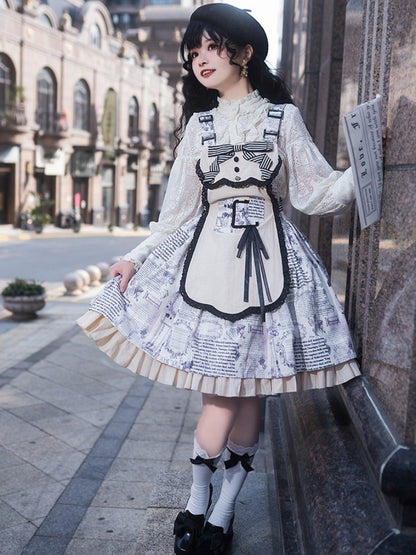 Retro All-Over Print Apron-Style Dress WIT0116