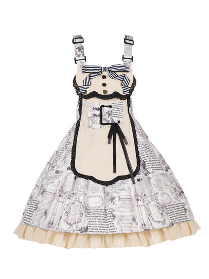 Retro All-Over Print Apron-Style Dress WIT0116