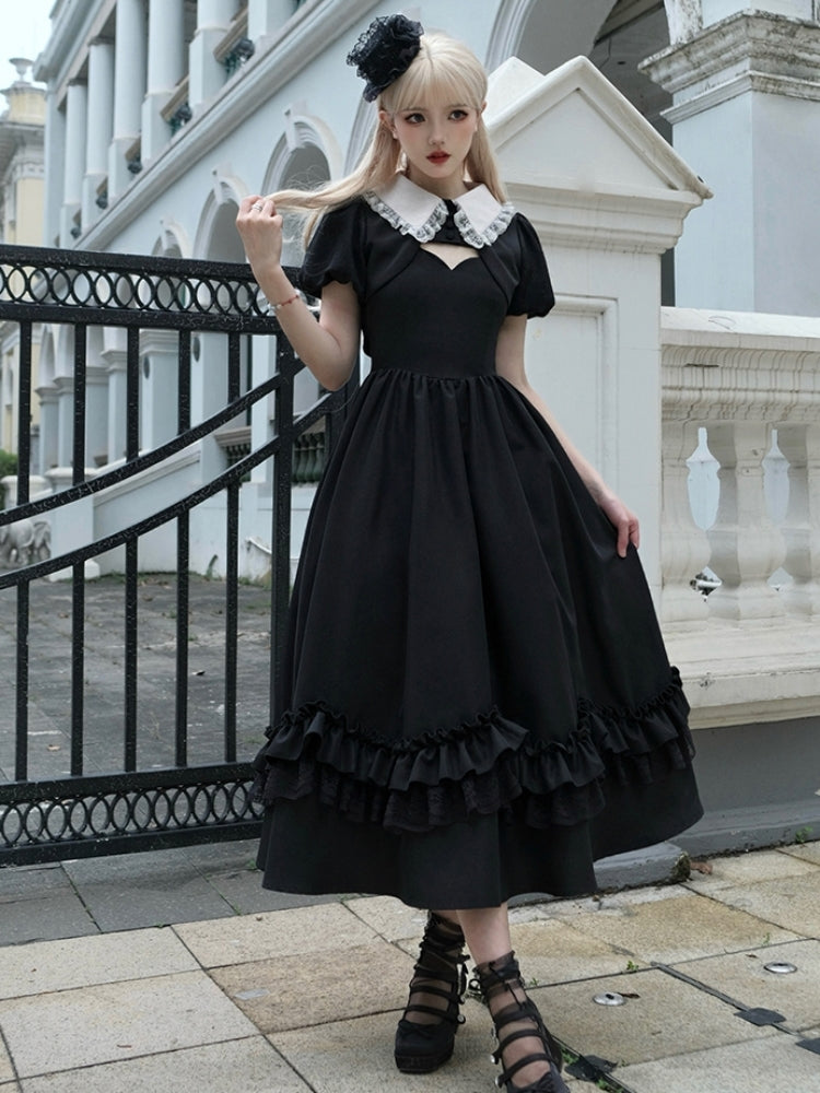 Gothic Black Long Dress WIT0126