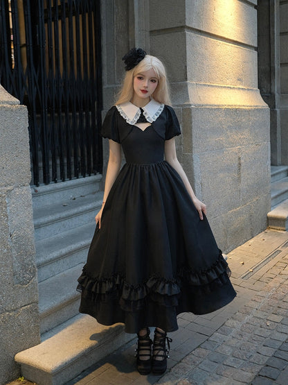 Gothic Black Long Dress WIT0126