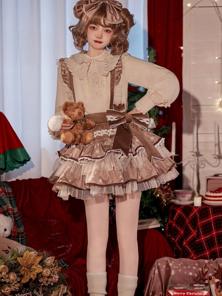 Chocolate Color Tiered Jumper Skirt WIT0130