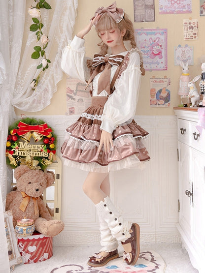 Chocolate Color Tiered Jumper Skirt WIT0130