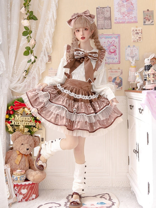 Chocolate Color Tiered Jumper Skirt WIT0130