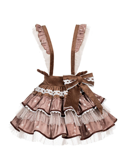 Chocolate Color Tiered Jumper Skirt WIT0130