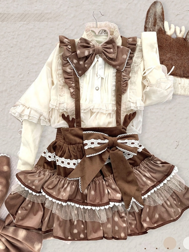 Chocolate Color Tiered Jumper Skirt WIT0130