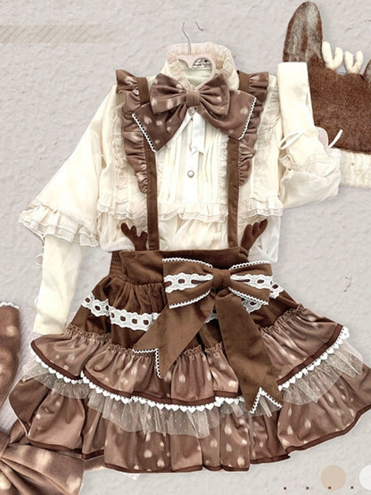 Chocolate Color Tiered Jumper Skirt WIT0130