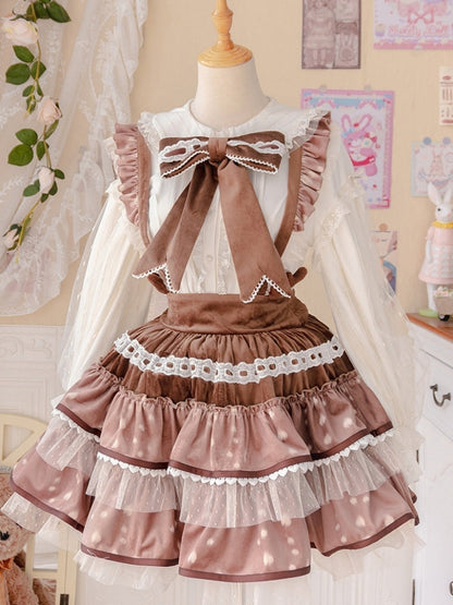 Chocolate Color Tiered Jumper Skirt WIT0130