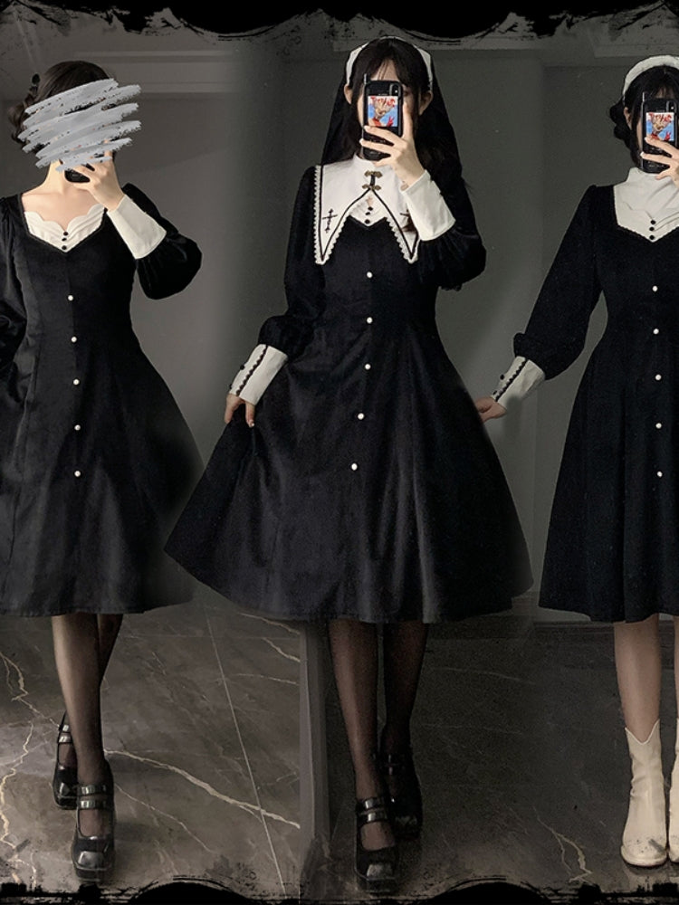 Gothic Nun-Style Dress WIT0133