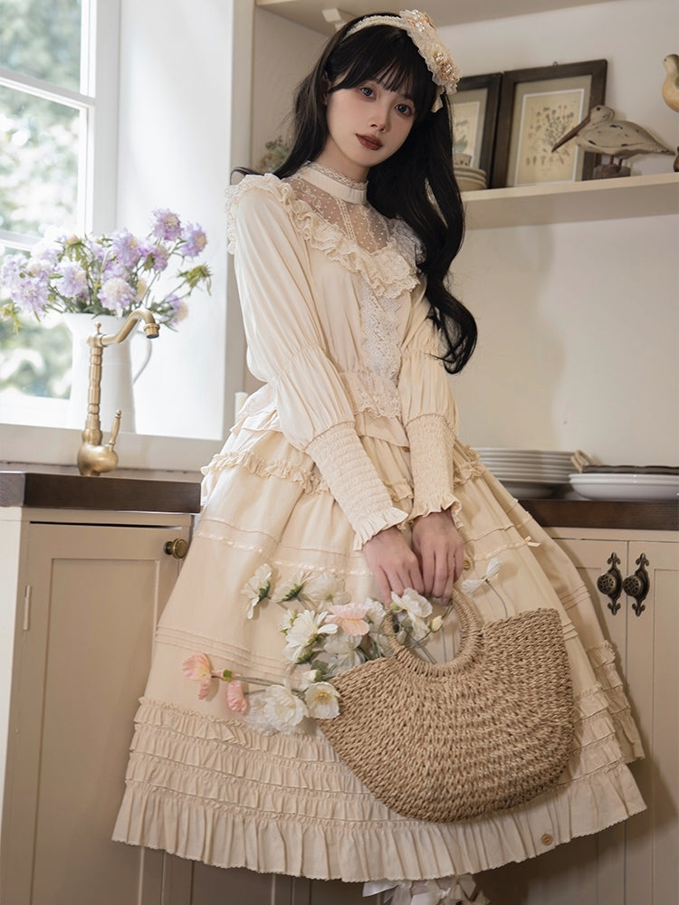 Elegant Beige Frill Dress-Style Two-Piece WIT0136