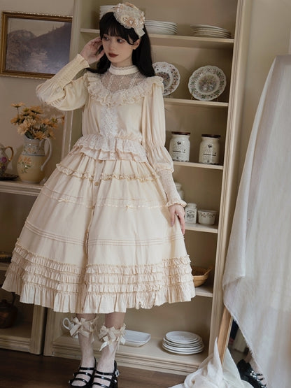 Elegant Beige Frill Dress-Style Two-Piece WIT0136