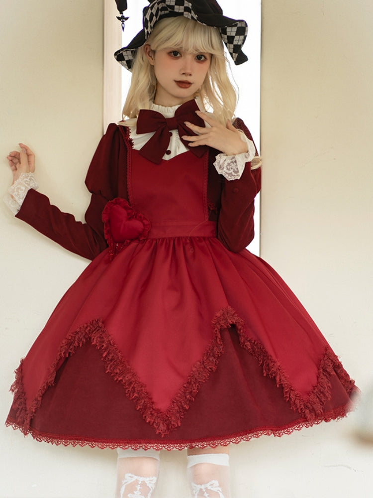 Volume Sleeve Faux Red Lolita Dress WIT0138