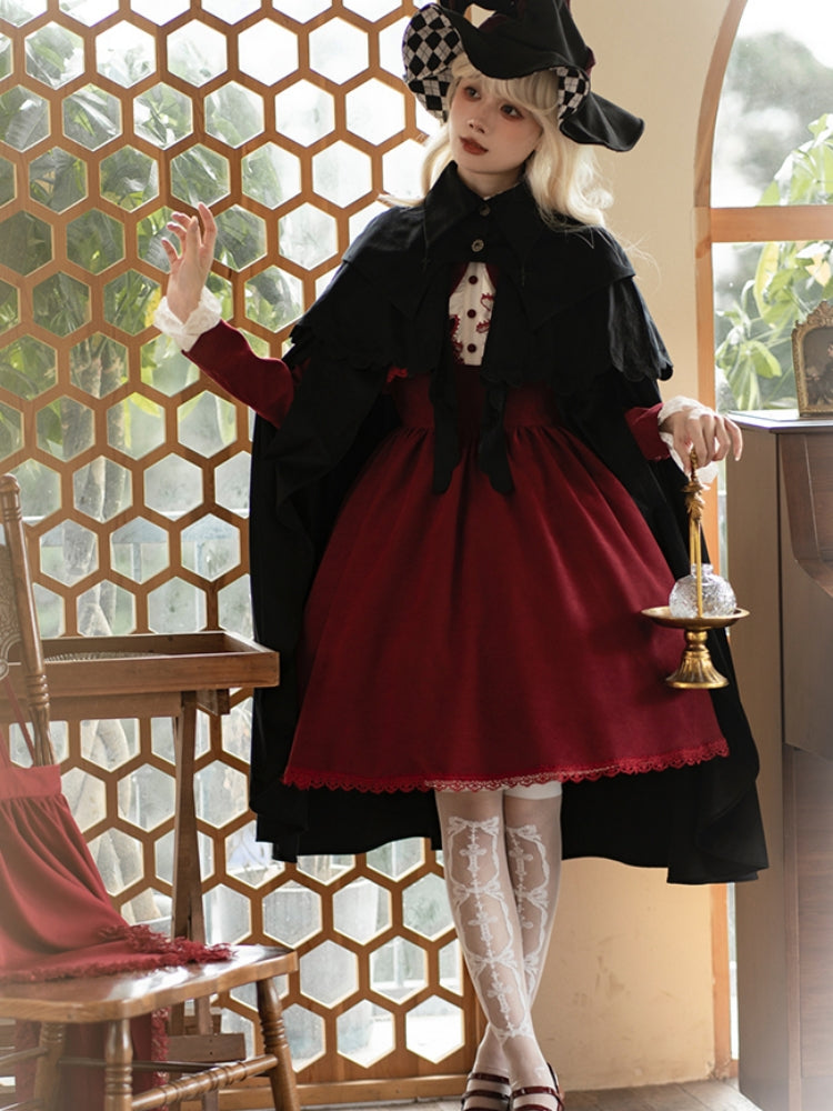 Volume Sleeve Faux Red Lolita Dress WIT0138