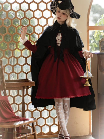 Volume Sleeve Faux Red Lolita Dress WIT0138