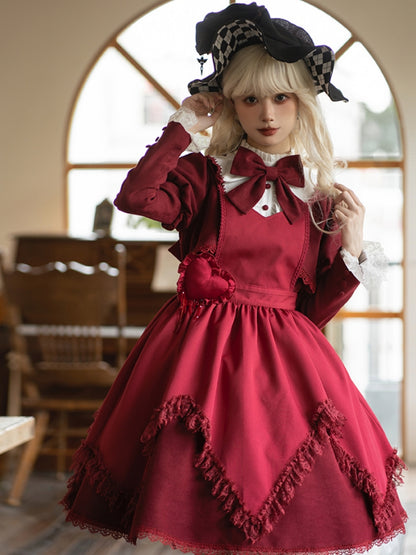 Volume Sleeve Faux Red Lolita Dress WIT0138