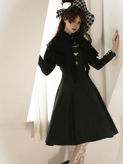 Gothic Nun-Style Volume Long Sleeve Dress WIT0139