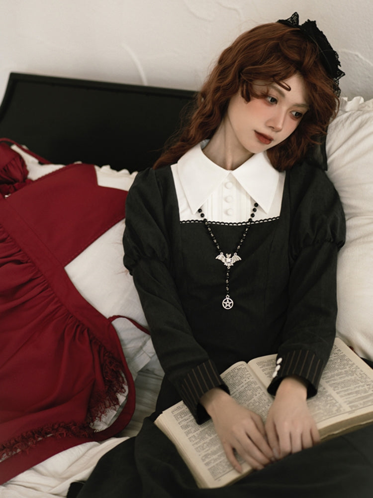 Gothic Nun-Style Volume Long Sleeve Dress WIT0139