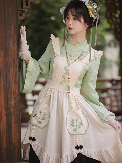 Faux Three-Piece Embroidered Chinese-Style Dress WIT0141