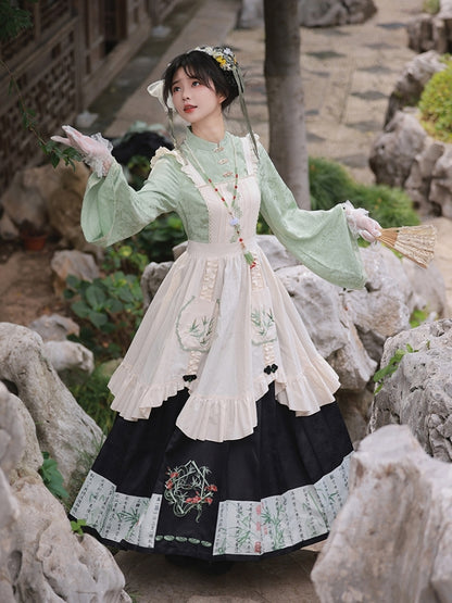 Faux Three-Piece Embroidered Chinese-Style Dress WIT0141