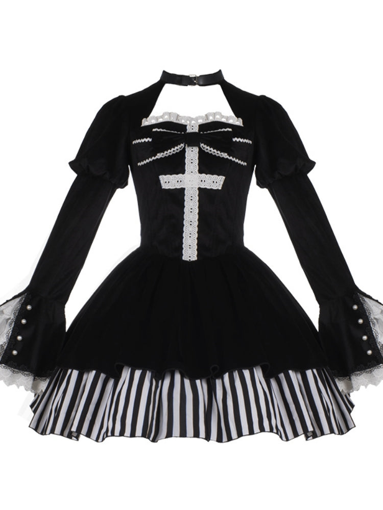 Halloween-Style Gothic Faux Two-Piece Dress WIT0152