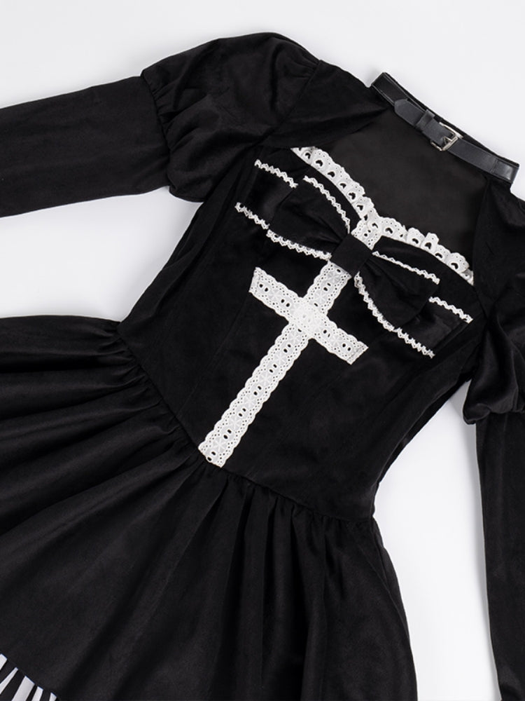 Halloween-Style Gothic Faux Two-Piece Dress WIT0152