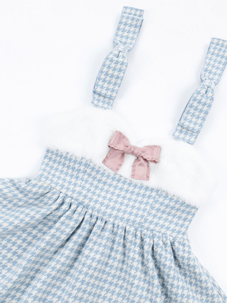 Houndstooth Fluffy Mini Lolita Dress WIT0154