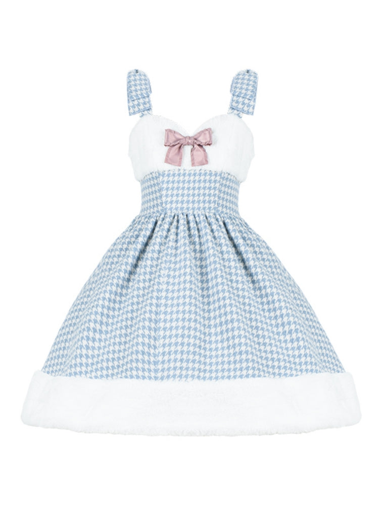 Houndstooth Fluffy Mini Lolita Dress WIT0154