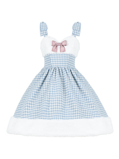 Houndstooth Fluffy Mini Lolita Dress WIT0154