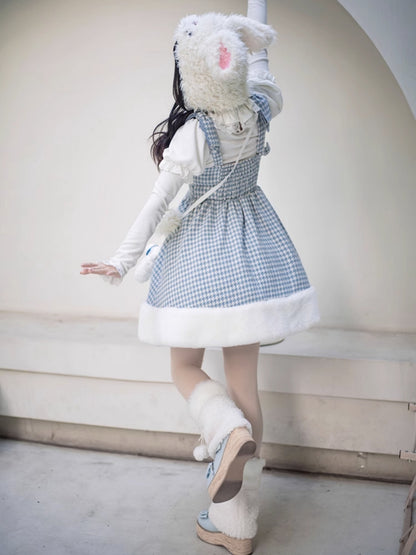 Houndstooth Fluffy Mini Lolita Dress WIT0154