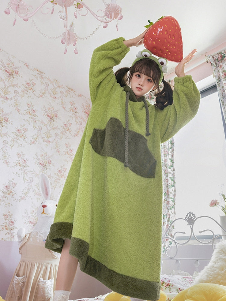 Big Pocket Fleece Frog Loungewear WIT0160