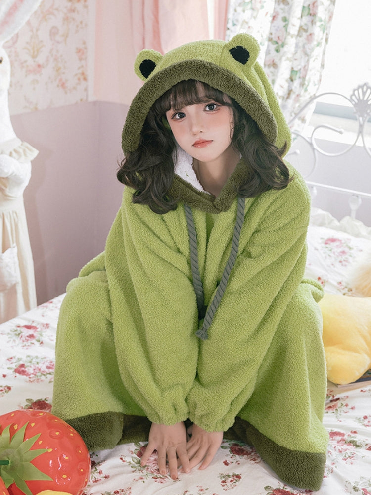 Big Pocket Fleece Frog Loungewear WIT0160