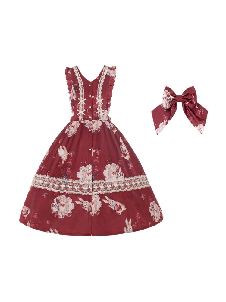 Sweet Rabbit Print Mid-Length Lolita Dress WIT0161