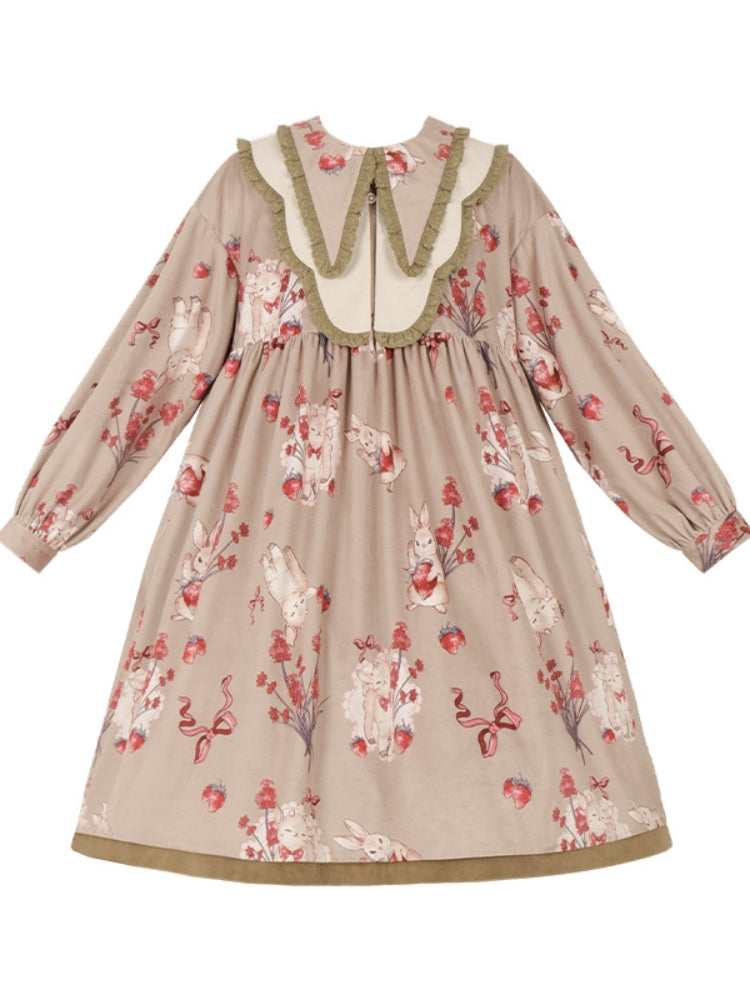 Sweet Rabbit Print Mid-Length Lolita Dress WIT0161