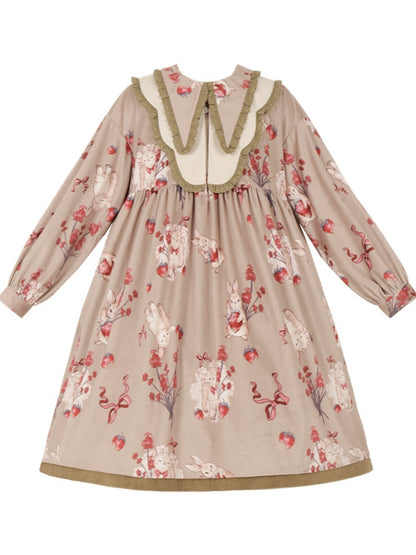 Sweet Rabbit Print Mid-Length Lolita Dress WIT0161