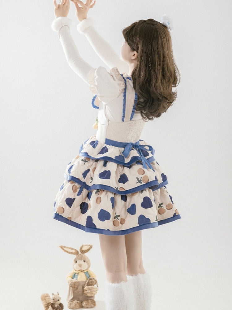 Cherry Print Tiered Mini Lolita Dress WIT0162