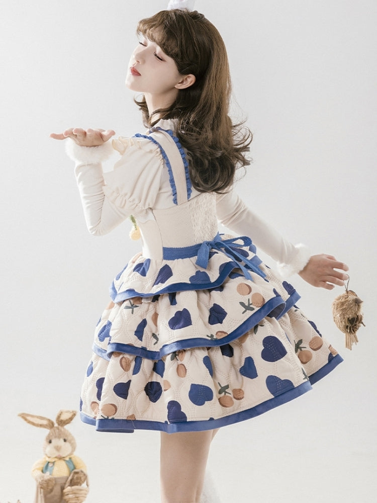 Cherry Print Tiered Mini Lolita Dress WIT0162