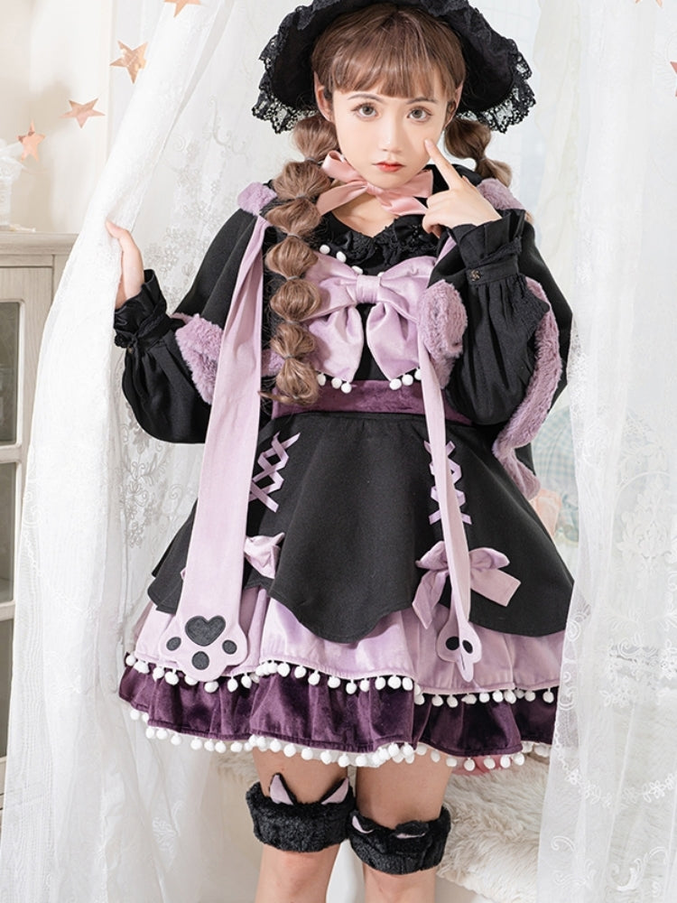 Black and Purple Big Ribbon Bunny Ear Dress WIT0174