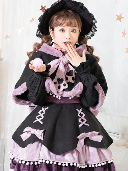 Black and Purple Big Ribbon Bunny Ear Dress WIT0174