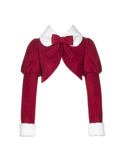 Red Ribbon Wool Short Jacket WIT0178