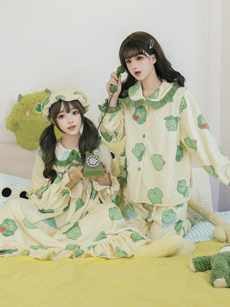 Flannel Frog Print Pajamas WIT0194