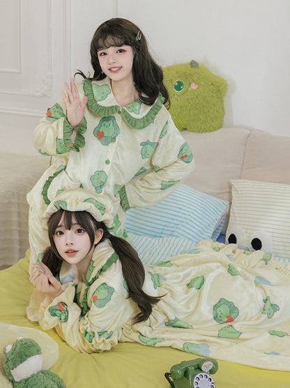 Flannel Frog Print Pajamas WIT0194