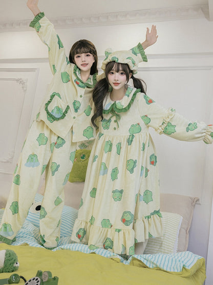 Flannel Frog Print Pajamas WIT0194