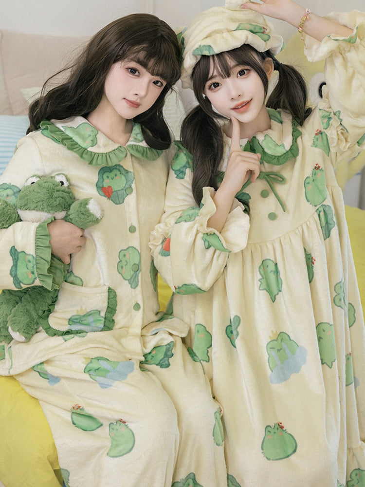 Flannel Frog Print Pajamas WIT0194