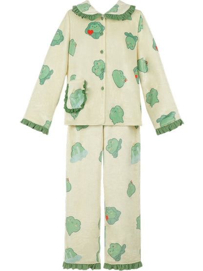 Flannel Frog Print Pajamas WIT0194