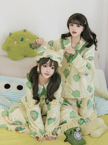 Flannel Frog Print Pajamas WIT0194