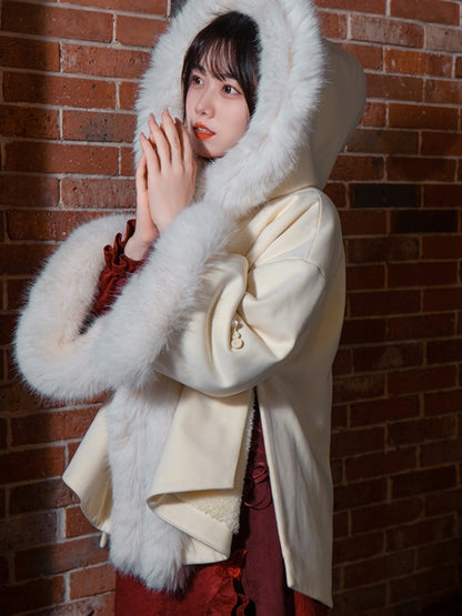 Fluffy Fur Velvet Hooded Short Coat WIT0200