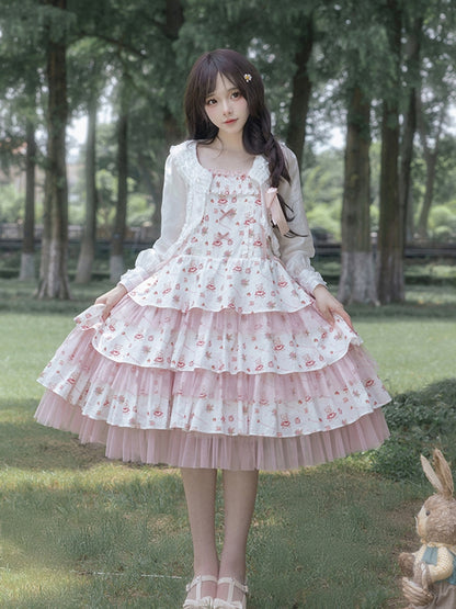 Pink All-Over Print Tiered Dress WIT0212