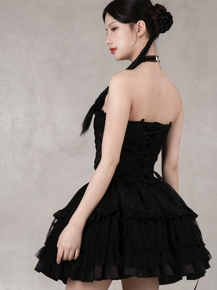 Chinese-Style Black Ballet Mini Dress WIT0225